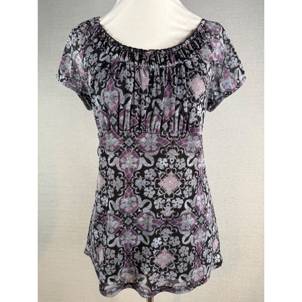Axcess Y2K Mesh Top Women Size S Black Purple Mesh Whimsigoth Dark Romance - Picture 4 of 9